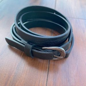 Plus Size Skinny Faux Leather Black Belt